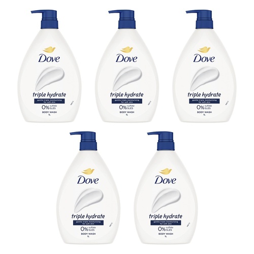 Dove Triple Hydrate Body Wash 1L x 3 Bundle of 5