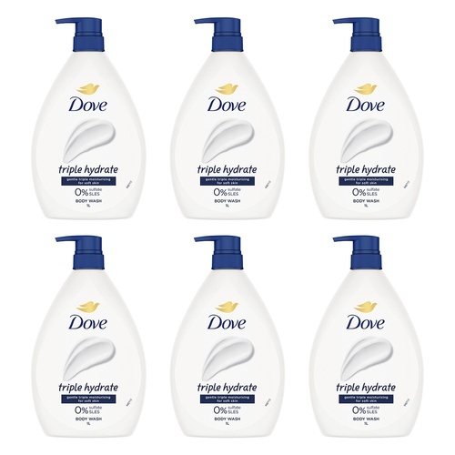 Dove Triple Hydrate Body Wash 1L x 3 Bundle of 6