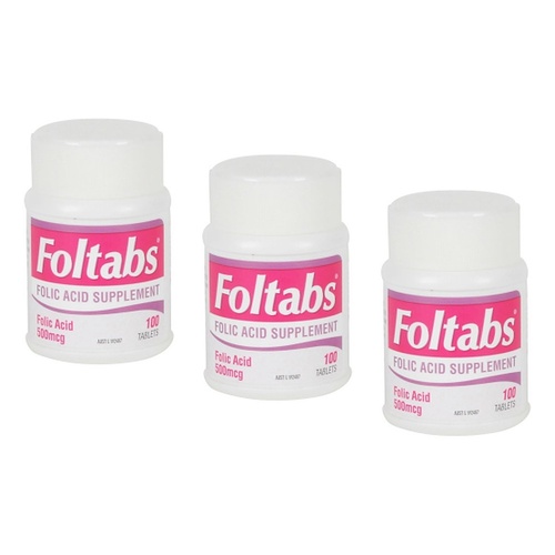Foltabs Folic Acid 500mcg Tablets Pack of 3