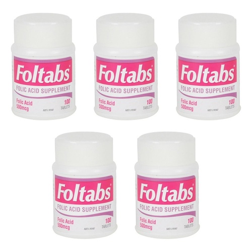 Foltabs Folic Acid 500mcg Tablets Pack of 5