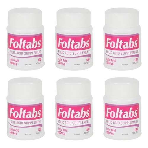 Foltabs Folic Acid 500mcg Tablets Pack of 6