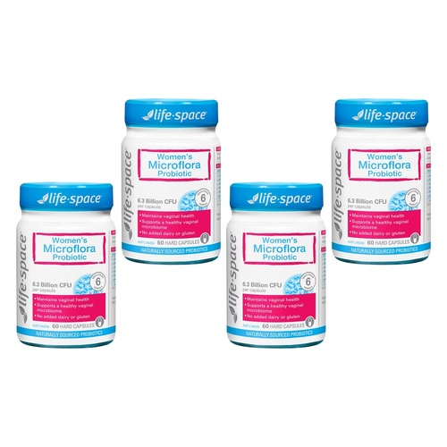 Life-Space Women's Microflora Probiotic 60 Capsules Pack of 4
