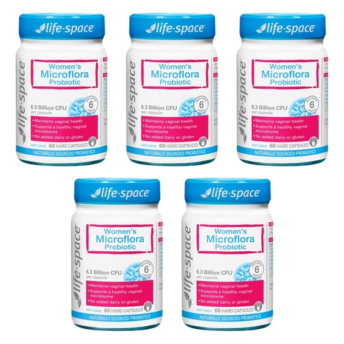 Life-Space Women's Microflora Probiotic 60 Capsules Pack of 5
