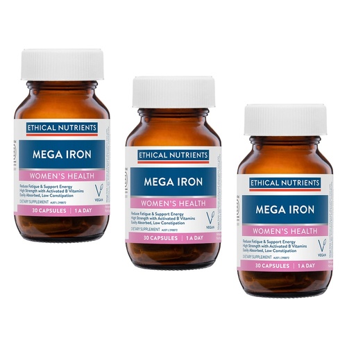 Ethical Nutrients Mega Iron Women's Health 30 Capsules Pack of 3