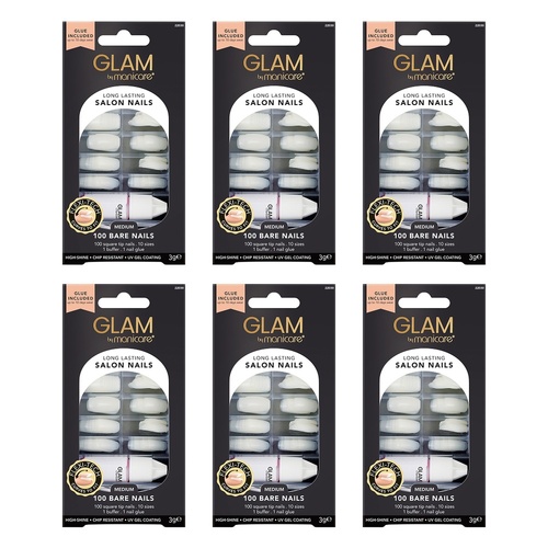 Glam by Manicare Salon Nails Short Square 100 Pieces x 3 Bundle of 6