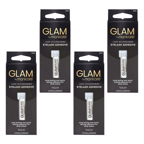 Glam by Manicare Eyelash Adhesive 1mL x 3 Bundle of 4