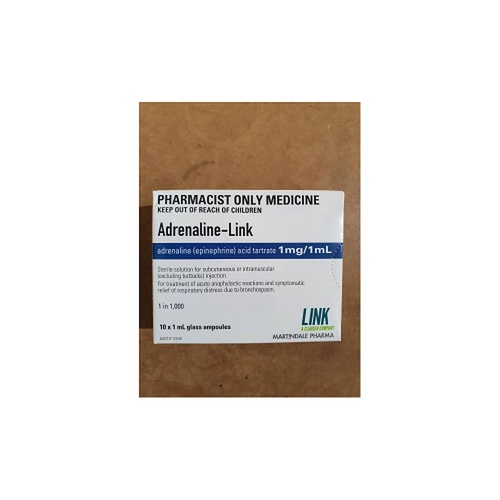 Adrenaline 1/1000 1mL 10 Ampoules (Ethical Product)