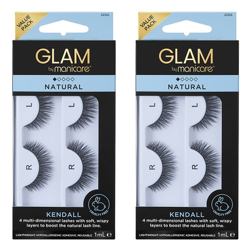 Glam by Manicare Kendall Mink Effect Lashes 2 Pairs Pack of 2