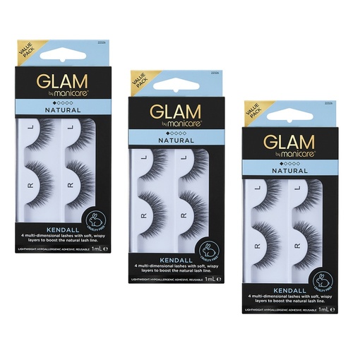 Glam by Manicare Kendall Mink Effect Lashes 2 Pairs Pack of 3