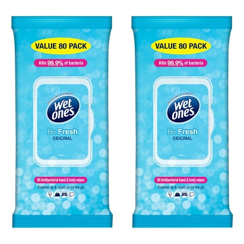 Wet Ones Be Fresh Original 80 Wipes x 4 Bundle of 2