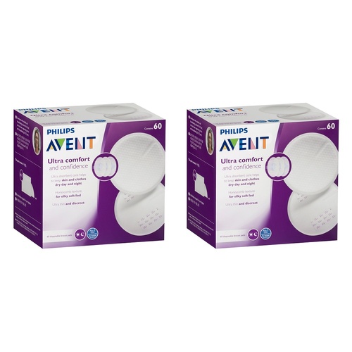 Philips Avent Ultra Comfort Disposable Breast Pads 60 Pack Bundle of 2