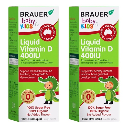 Brauer Baby & Kids Liquid Vitamin D 400IU 10mL Pack of 2