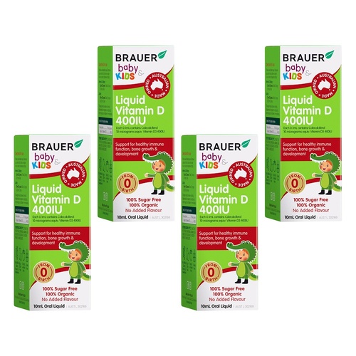 Brauer Baby & Kids Liquid Vitamin D 400IU 10mL Pack of 4
