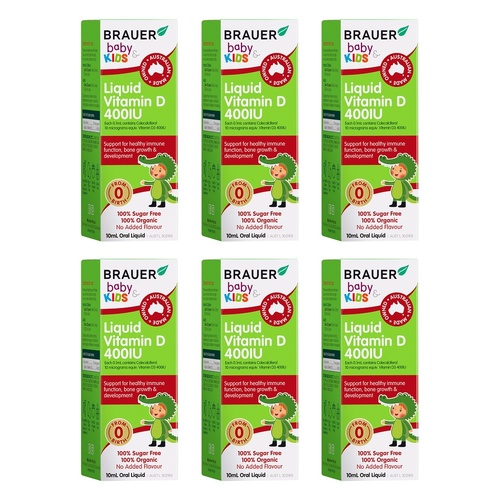 Brauer Baby & Kids Liquid Vitamin D 400IU 10mL Pack of 6