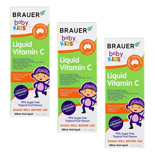 Brauer Baby & Kids Liquid Vitamin C 100mL Pack of 3