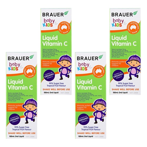 Brauer Baby & Kids Liquid Vitamin C 100mL Pack of 4