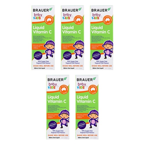 Brauer Baby & Kids Liquid Vitamin C 100mL Pack of 5