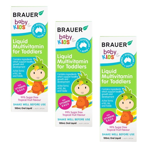 Brauer Baby & Kids Liquid Multivitamin for Toddlers 100mL Pack of 3