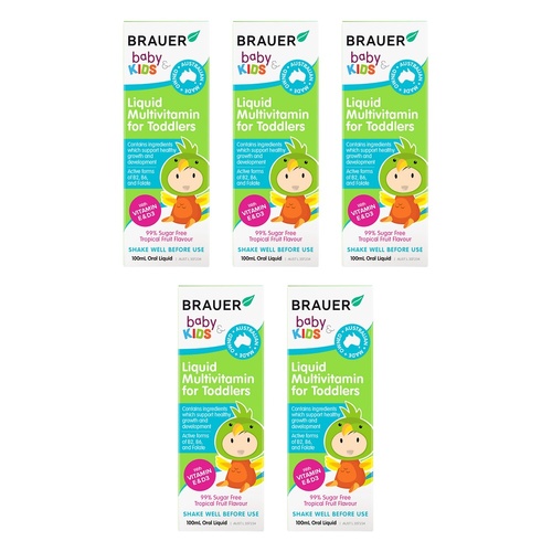 Brauer Baby & Kids Liquid Multivitamin for Toddlers 100mL Pack of 5
