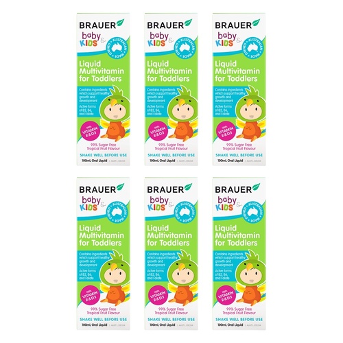 Brauer Baby & Kids Liquid Multivitamin for Toddlers 100mL Pack of 6