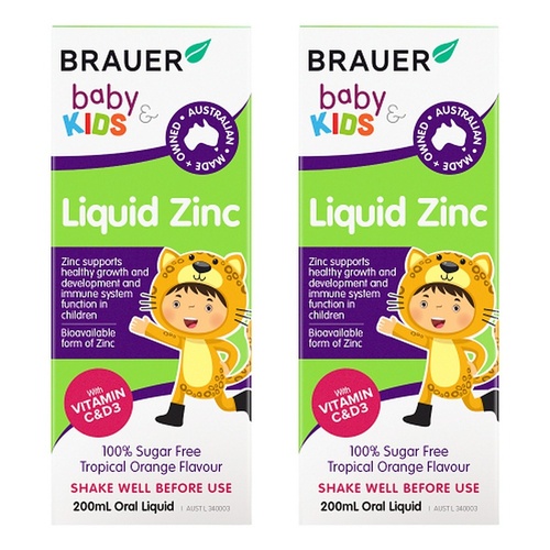 Brauer Baby & Kids Liquid Zinc 200mL Pack of 2