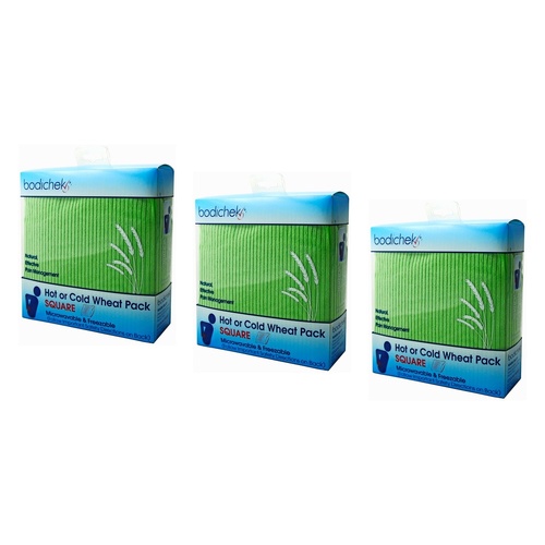 Bodichek Hot/Cold Wheat Pack, Rectangle, 25 x 15cm Bundle of 3