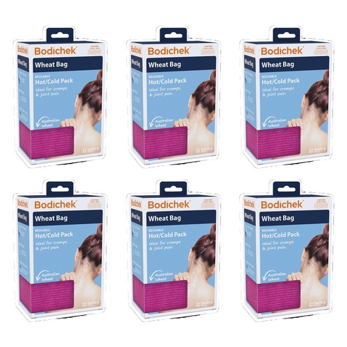 Bodichek Hot/Cold Wheat Pack, 2 Section Rectangle, 50 x 15cm Bundle of 6