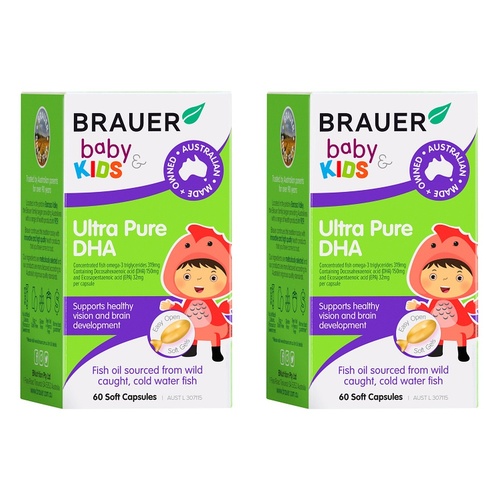 Brauer Baby & Kids Ultra Pure DHA 60 Capsules Pack of 2