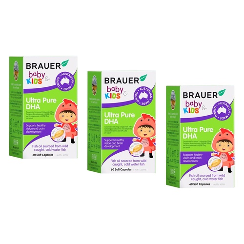 Brauer Baby & Kids Ultra Pure DHA 60 Capsules Pack of 3