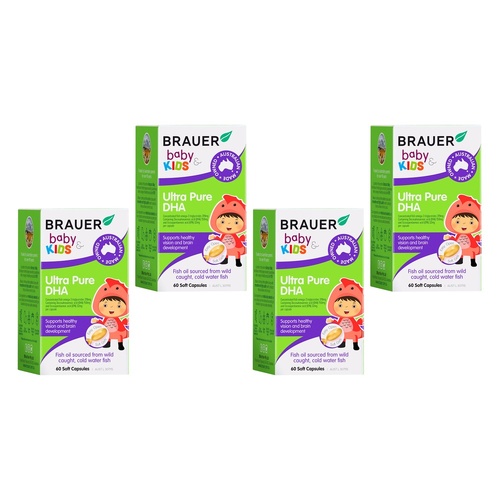 Brauer Baby & Kids Ultra Pure DHA 60 Capsules Pack of 4