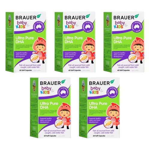 Brauer Baby & Kids Ultra Pure DHA 60 Capsules Pack of 5