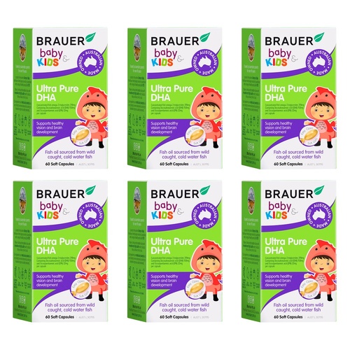 Brauer Baby & Kids Ultra Pure DHA 60 Capsules Pack of 6