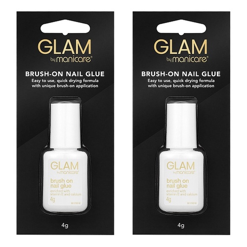 Glam by Manicare Brush-On Nail Glue 4g x 3 Bundle of 2