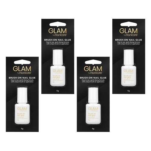 Glam by Manicare Brush-On Nail Glue 4g x 3 Bundle of 4