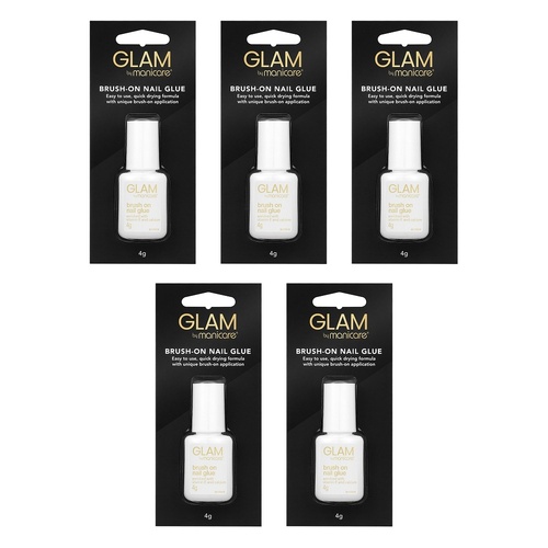 Glam by Manicare Brush-On Nail Glue 4g x 3 Bundle of 5