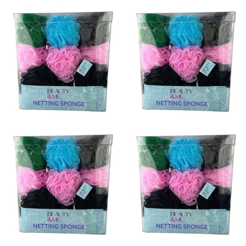 Beauty & Me Bath & Shower Netting Sponge Bright Tub of 36 Bundle of 4