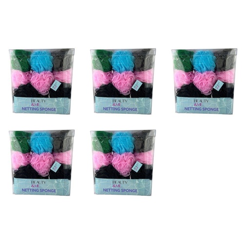 Beauty & Me Bath & Shower Netting Sponge Bright Tub of 36 Bundle of 5
