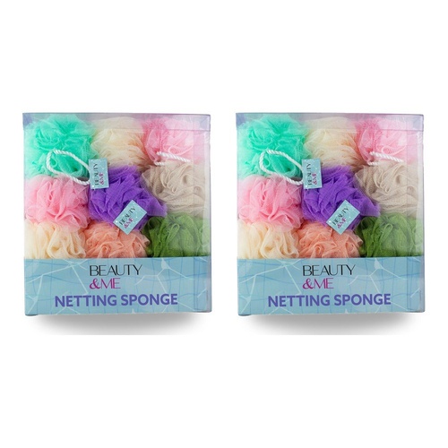 Beauty & Me Bath & Shower Netting Sponge Pastel Tub of 36 Bundle of 2