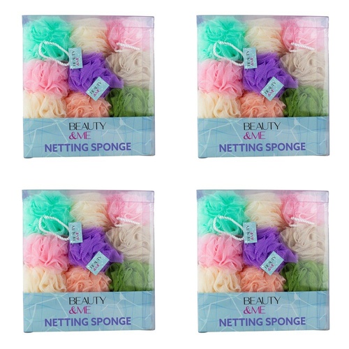 Beauty & Me Bath & Shower Netting Sponge Pastel Tub of 36 Bundle of 4