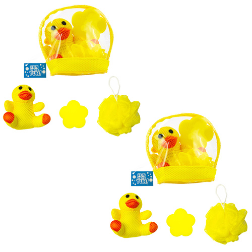 Duck Shaped Bath Sponge 2 Pack Mesh Plush Sponge and Loofah Gift Set