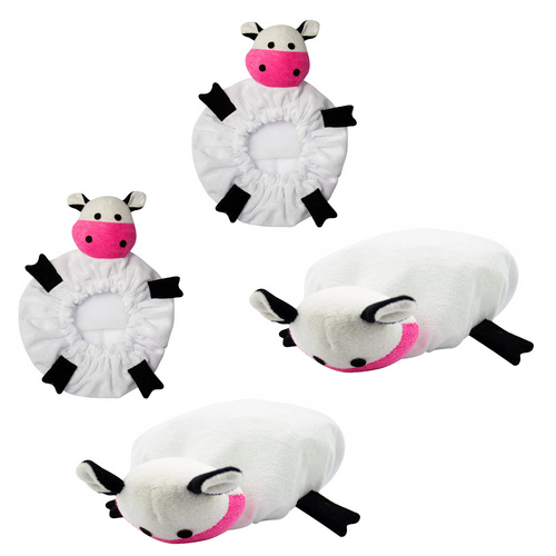 Shower Cap Animal Collection Cow White 2 Pack Reusable Waterproof Caps