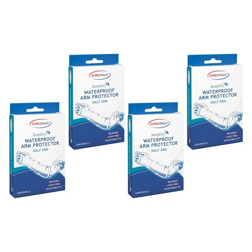SurgiPack Keep Dry Waterproof Half Arm 2 Pack Bundle of 4