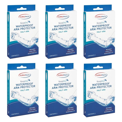 SurgiPack Keep Dry Waterproof Half Arm 2 Pack Bundle of 6