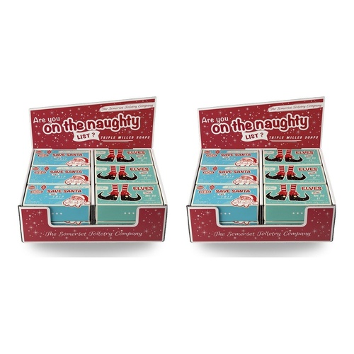 The Somerset Toiletry Co Naughty List Soap 150g Assorted Counter Display of 12 Bundle of 2