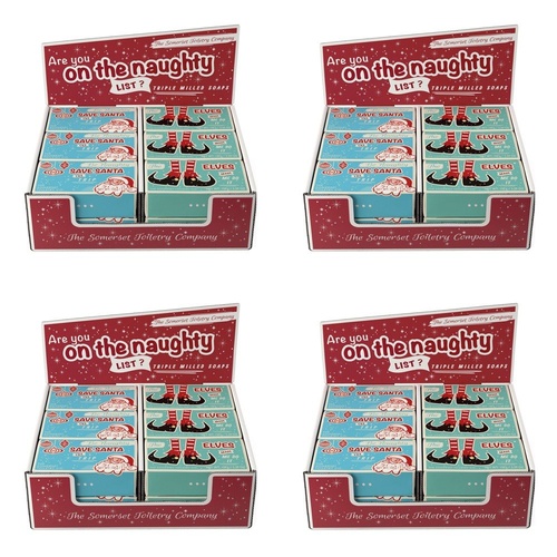 The Somerset Toiletry Co Naughty List Soap 150g Assorted Counter Display of 12 Bundle of 4