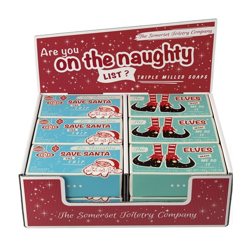 The Somerset Toiletry Co Naughty List Soap 150g Assorted Counter Display of 12