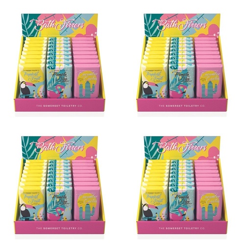 The Somerset Toiletry Co Bath Fizzer Bars 200g Assorted Counter Display of 24 Bundle of 4