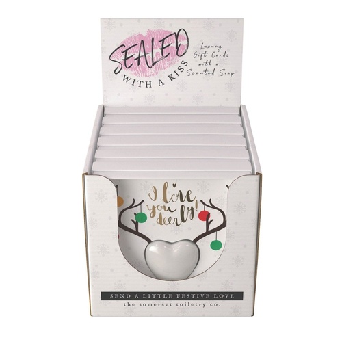 The Somerset Toiletry Co Love You Deerly Soap in a Card Counter Display of 6