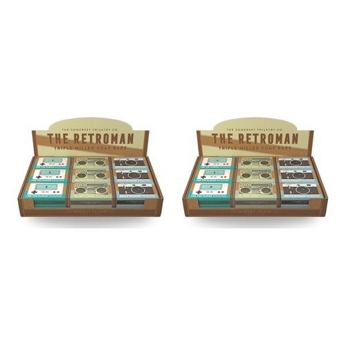 The Somerset Toiletry Co Retroman Soap 200g Assorted Counter Display of 18 Bundle of 2