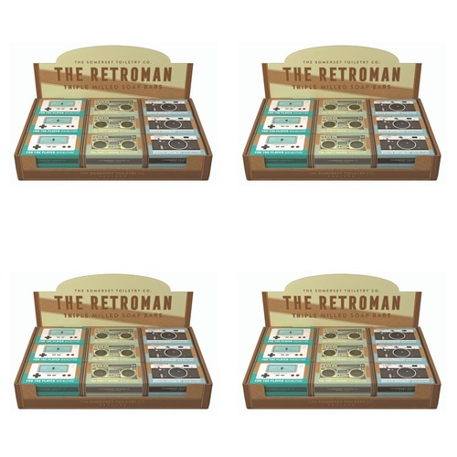 The Somerset Toiletry Co Retroman Soap 200g Assorted Counter Display of 18 Bundle of 4